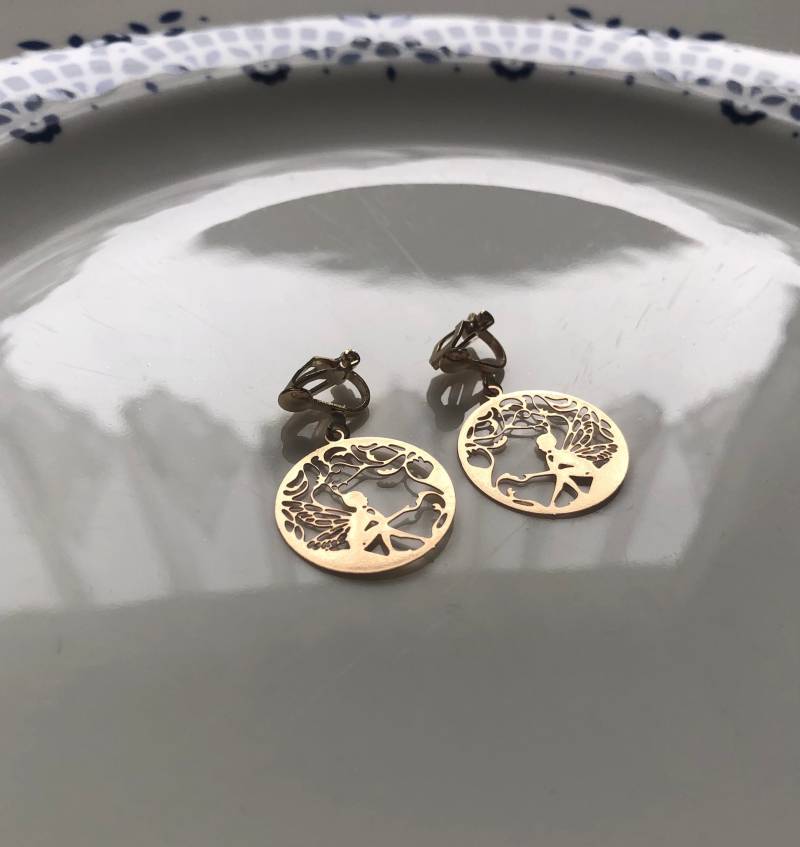 Leichte Fee Ohrclips Champagnegold von Perlenlagune