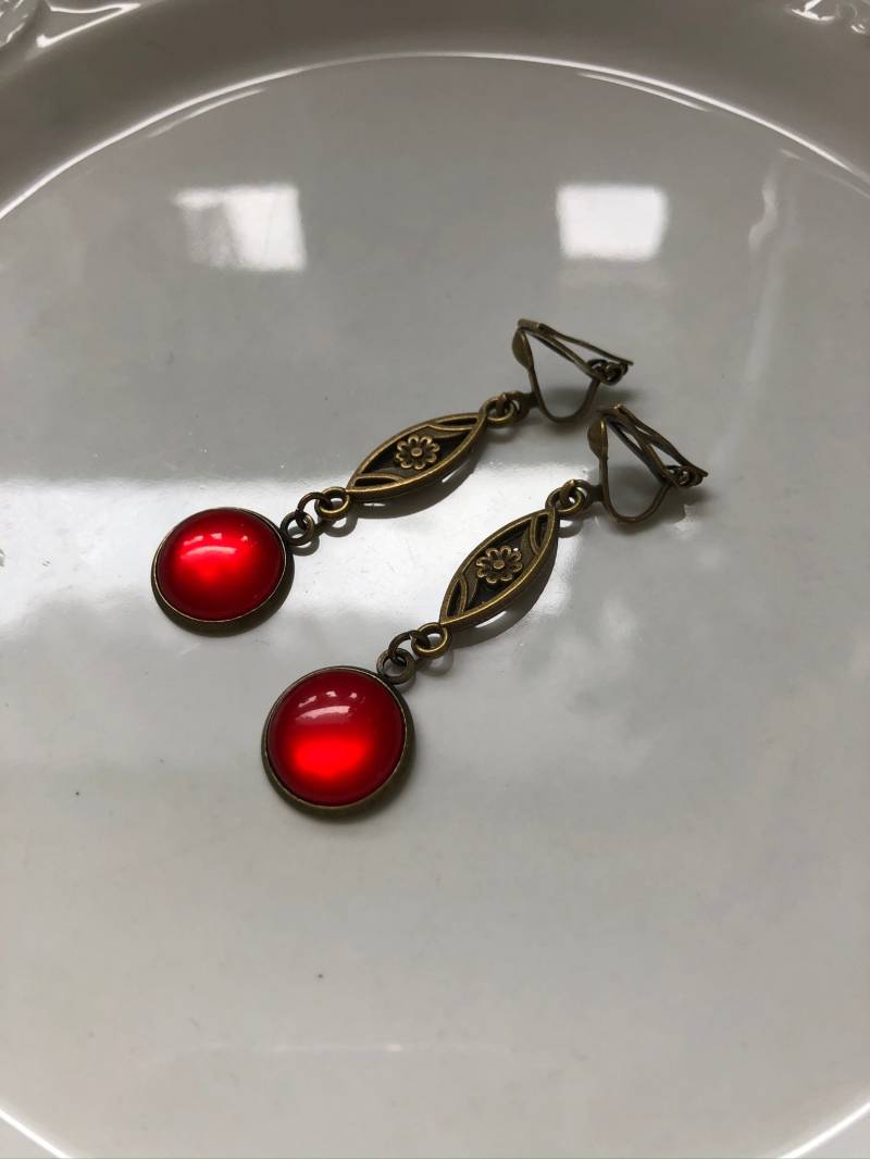 Ohrclips Bronze Rot von Perlenlagune
