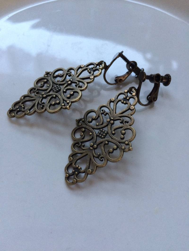 Ornamente Ohrclips Bronze von Perlenlagune