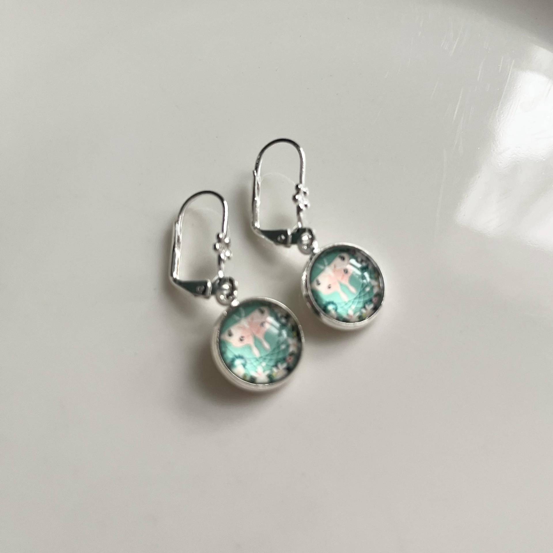 Schmetterlinge Ohrringe in Mint Rosa Silber von Perlenlagune