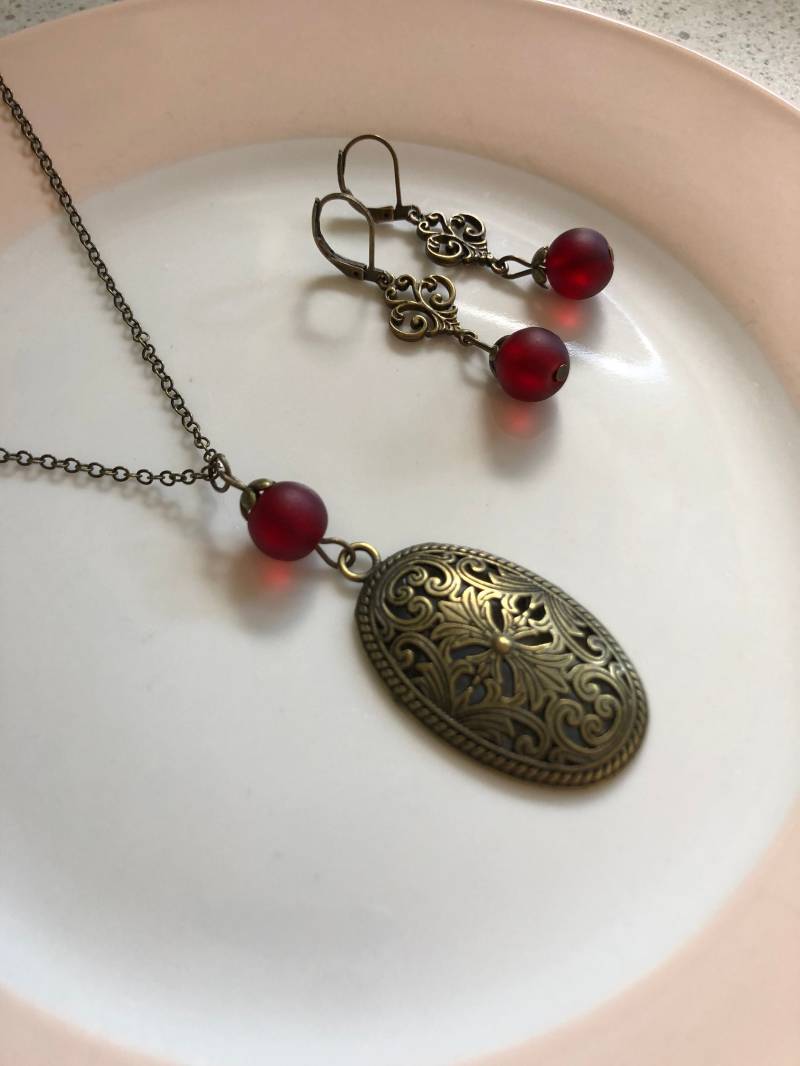 Schmuckset Ornament Oval in Bronze von Perlenlagune