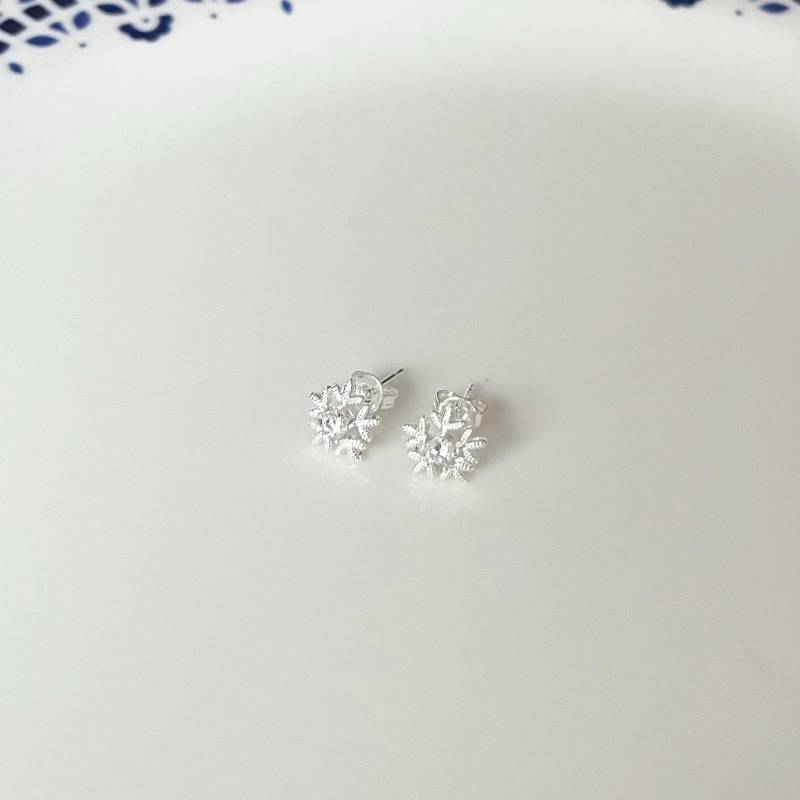 Schneeflocken Ohrstecker 925 Silber von Perlenlagune