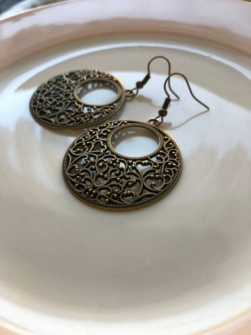 Toll Verzierte Creolen in Bronze von Perlenlagune