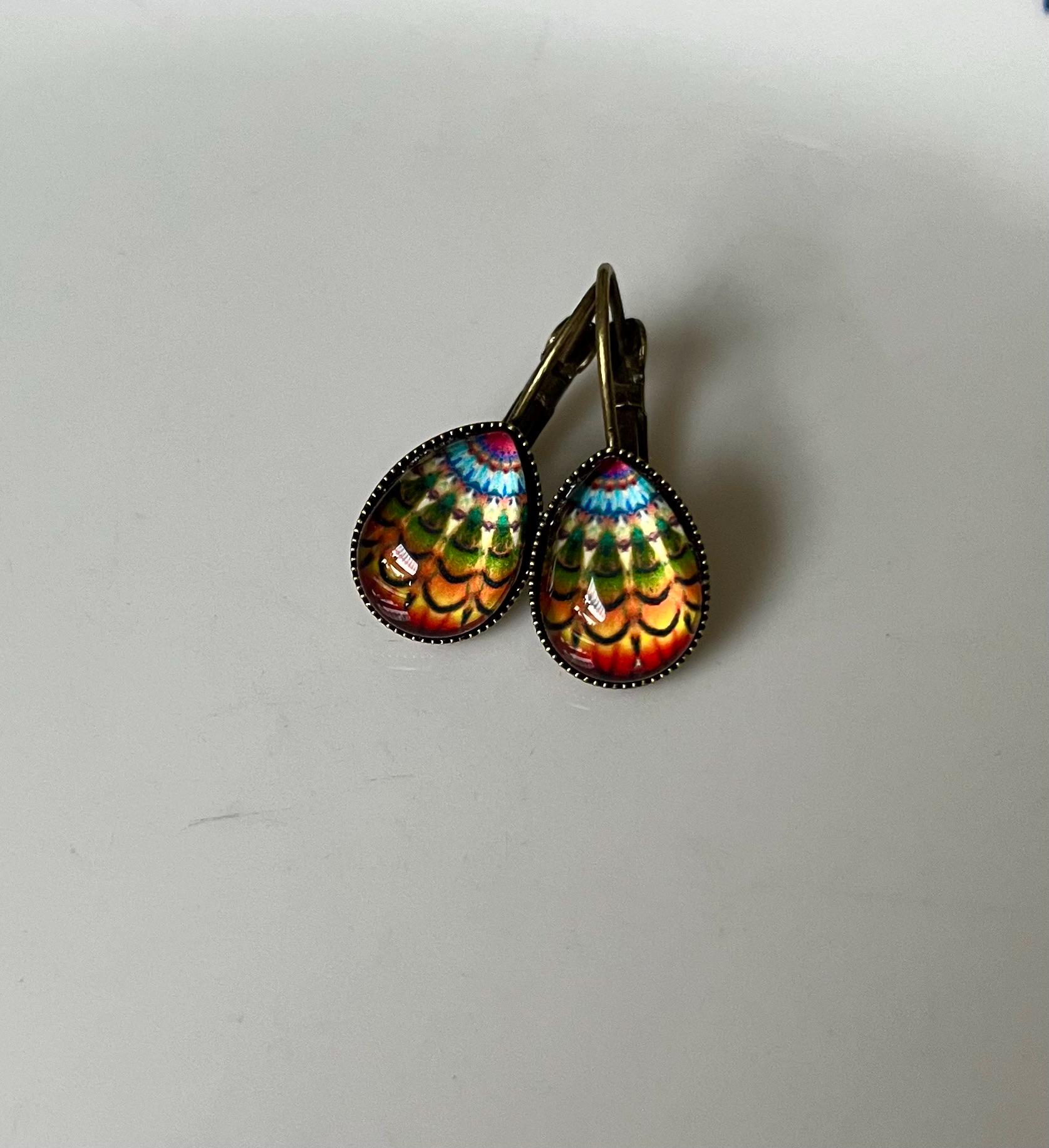 Tropfen Ohrringe Bronze Bunt von Perlenlagune