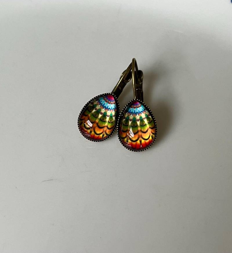 Tropfen Ohrringe Bronze Bunt von Perlenlagune