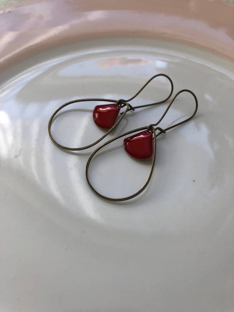 Tropfen Ohrringe Bronze Rot von Perlenlagune