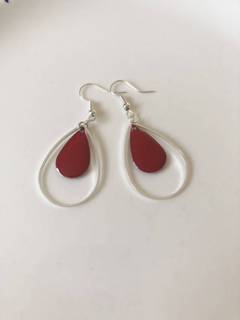 Tropfen Ohrringe Silber Rot von Perlenlagune