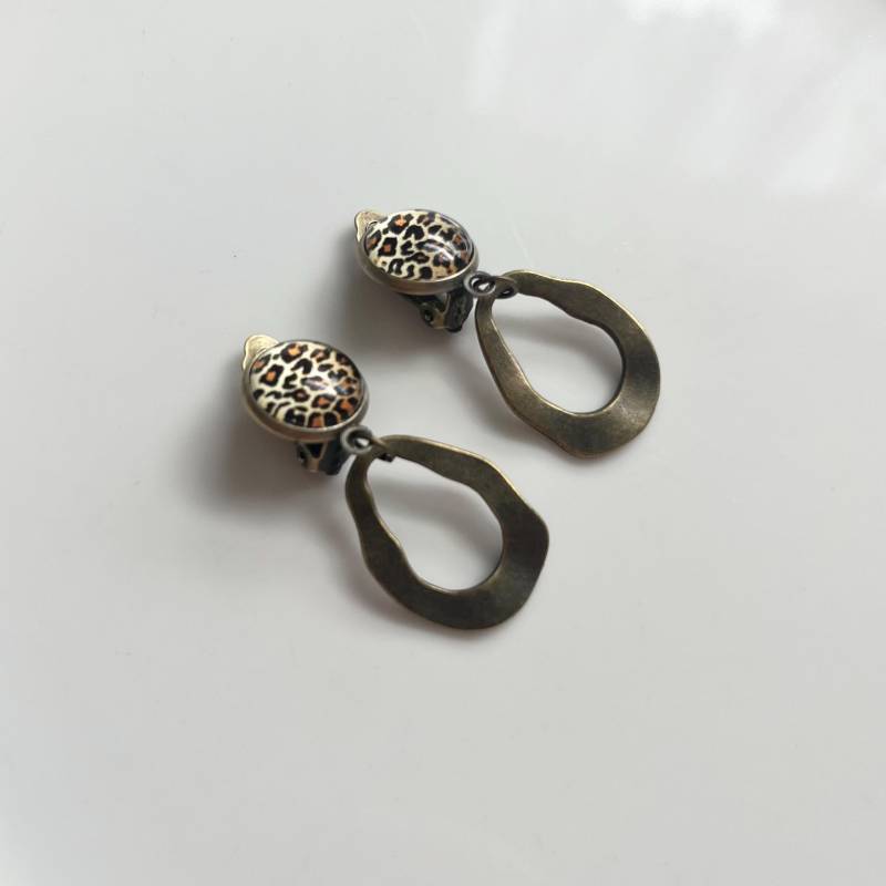 Wildmuster Ohrclips in Bronze Braun von Perlenlagune