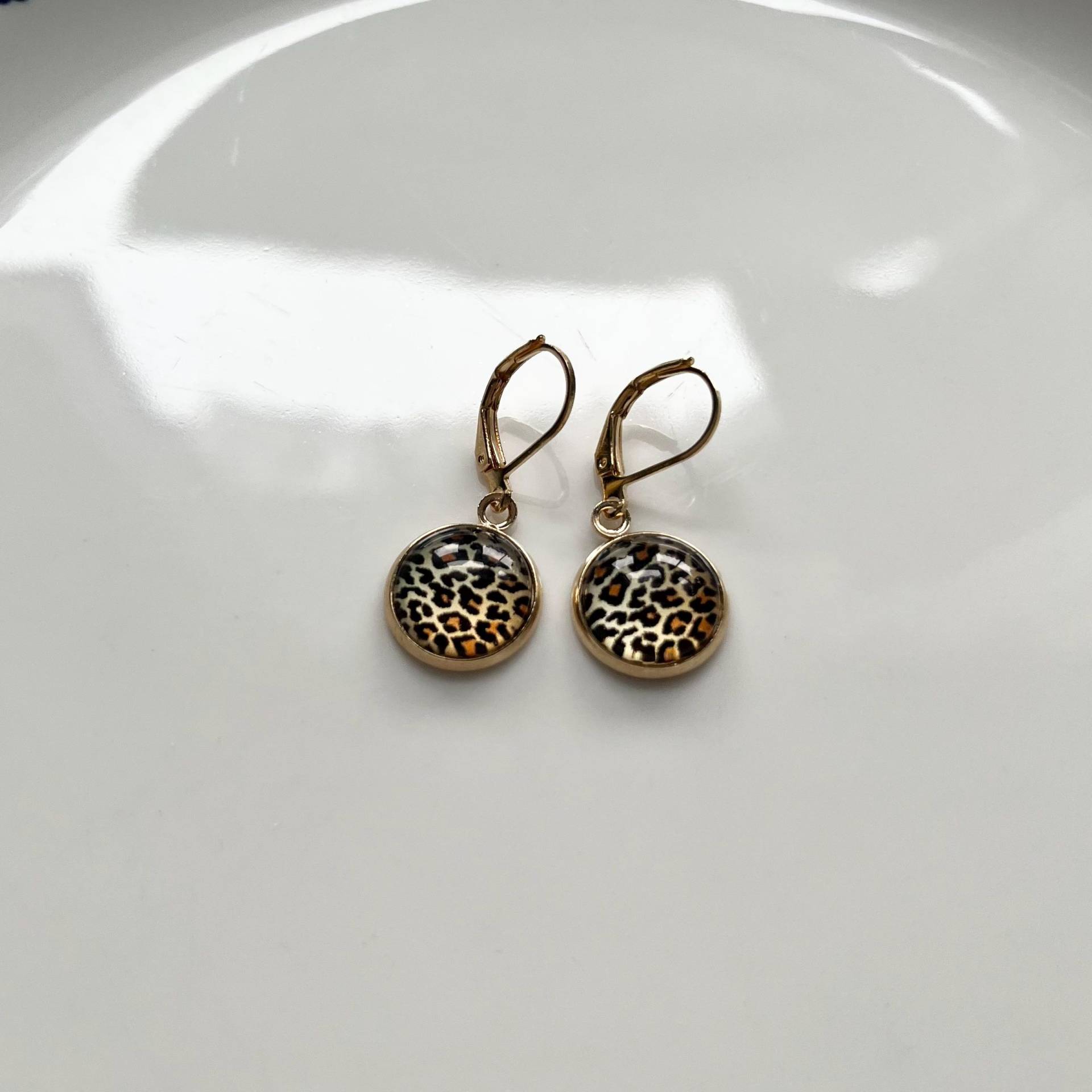 Wildmuster Ohrringe in Braun Champagnegold von Perlenlagune