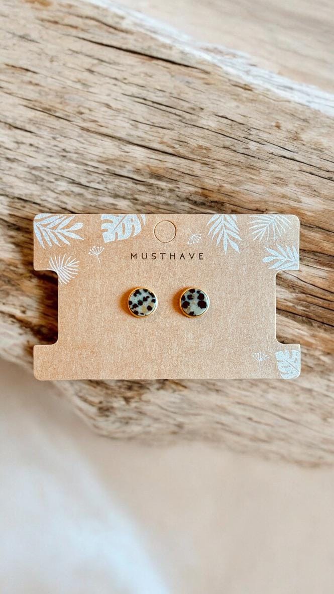 Leo Ohrstecker Naturstein Ohrringe Leopard Dalmatiner Jaspis von Perlenprinzessin