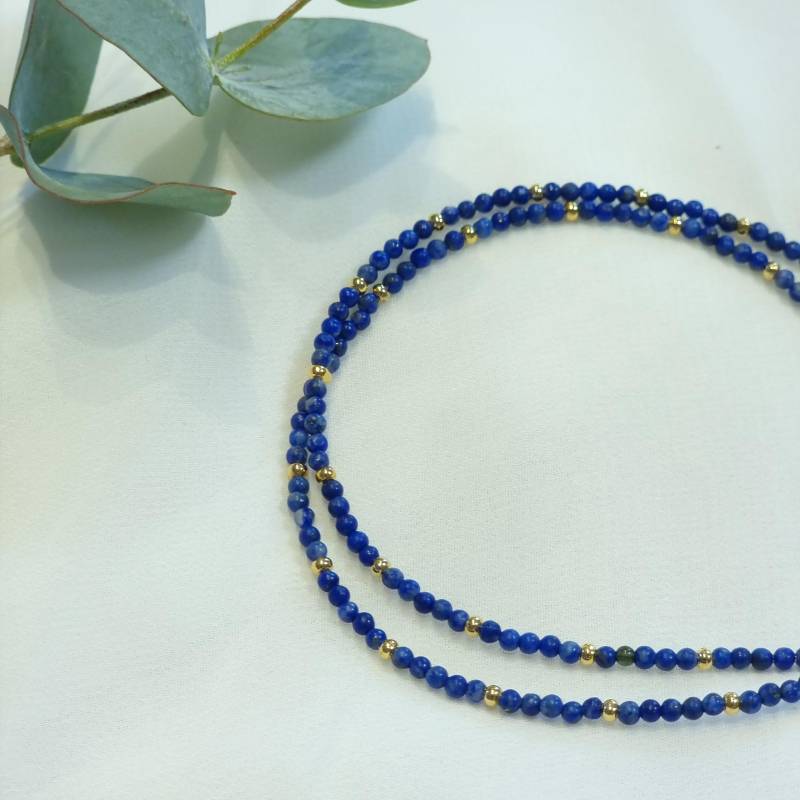 Lapislazuli Halskette Damen Handgemachter Edelsteinschmuck Zarte Kette Blau Gold Boho Schmuck Geschenk Mit Bedeutung von PerlenschoenbyRonja