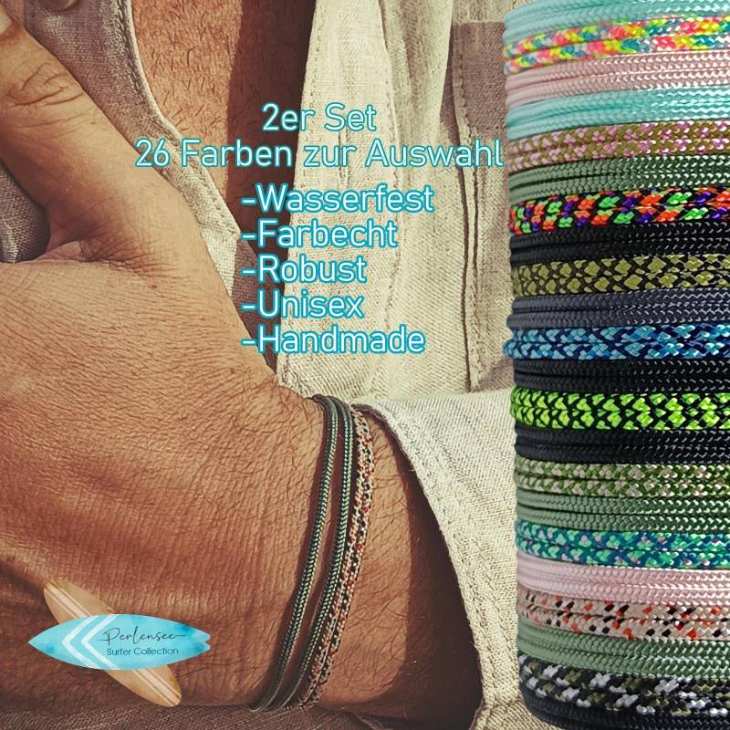 Surfer Armband Set Herren Damen - Boho Schmuck Unisex Verstellbar & Wasserfest Handmade Paracord Festival von Perlensee2024