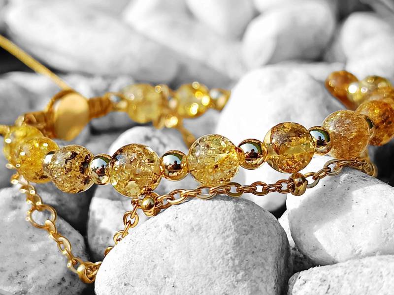 Frauen Armband Gold Set Armband-Bernsteinarmband & Gold-Unisex-Handmade-Damen, Frauen-14K Verg. 305 Edelstahlketteperlen 4015 von Perlensee2024