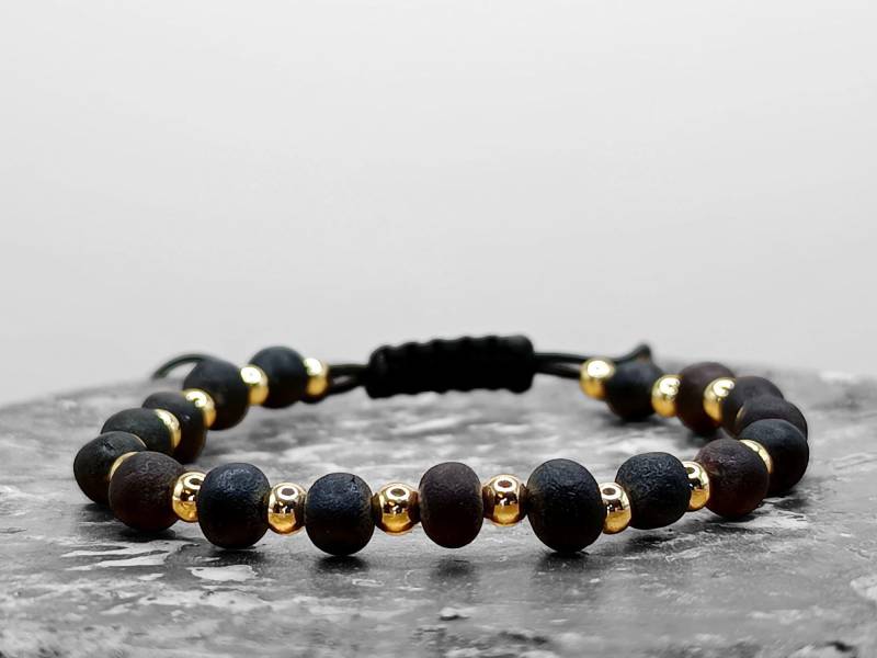 Armband Frau Mann Gold Surferhandmadebernsteinarmband Boho Ethno Geschenk Für Sie Ihnfreundschaftpartnerarmband14Kgoldperlen4032 von Perlensee2024