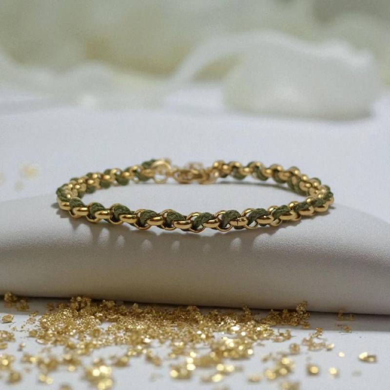 Edelstahl Frauenarmband Mit Paracord Seil in Gold/Olive Steelcord - | Handgefertigtes Armband Gold| Modern, Elegant, Geschenk Für Frauen von Perlensee2024