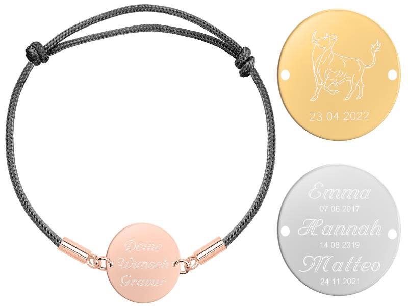 Armband Personalisierbar Freundschaftsarmband Gravur Familienarmband Gravurplättchen Nylon Geschenkidee von Perlenstolz