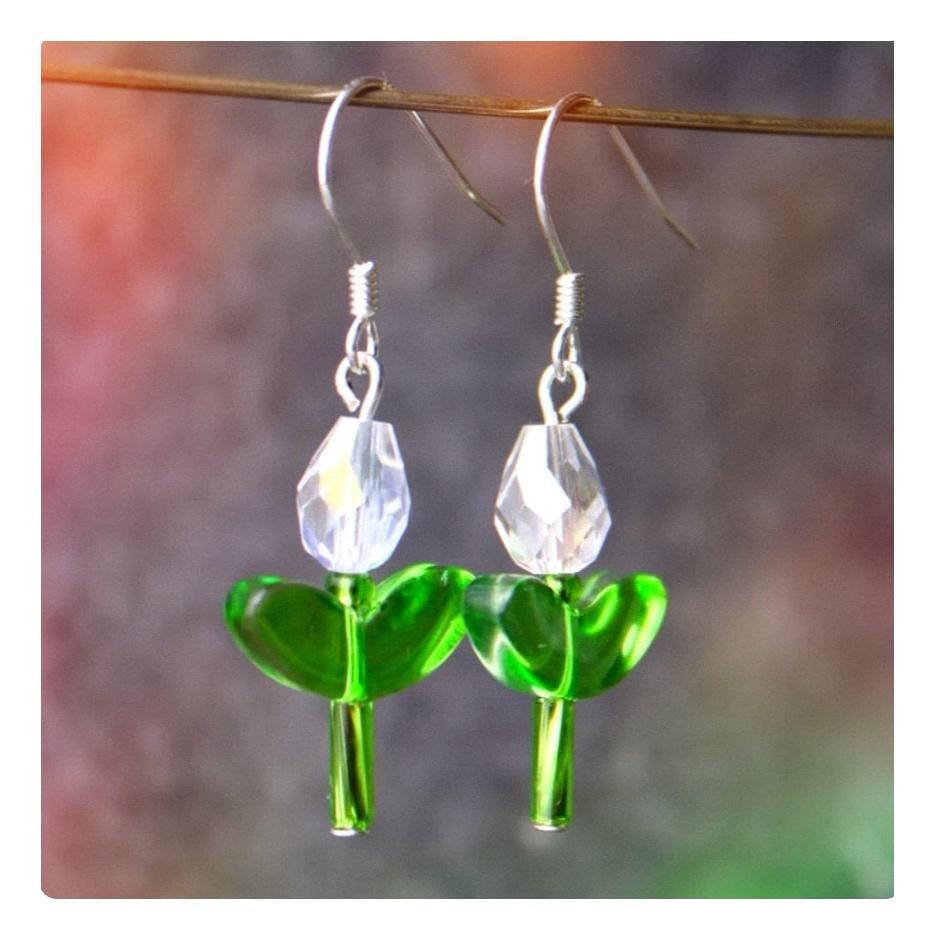 Glasschliffperlen-Ohrring Ohrhänger Ohrhaken 925Er Silber Glitzerperlen Motiv Blume Glasschmuck Geschenk Geburtstag Hochzeit Brautschmuck von PerlentanzBerlin