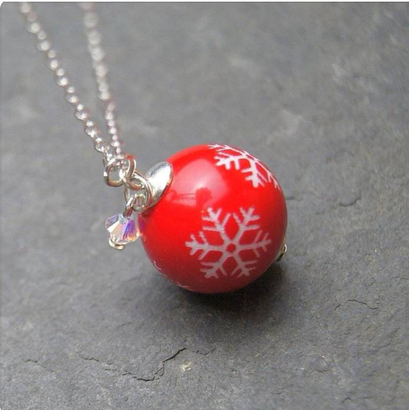 Weihnachtliche Perle Mit Swarovski Kristall Zarte Glänzende Gliederkette Handgefertigt Accessoire Zu Weihnachten Geschenk Mutter Freundin von PerlentanzBerlin