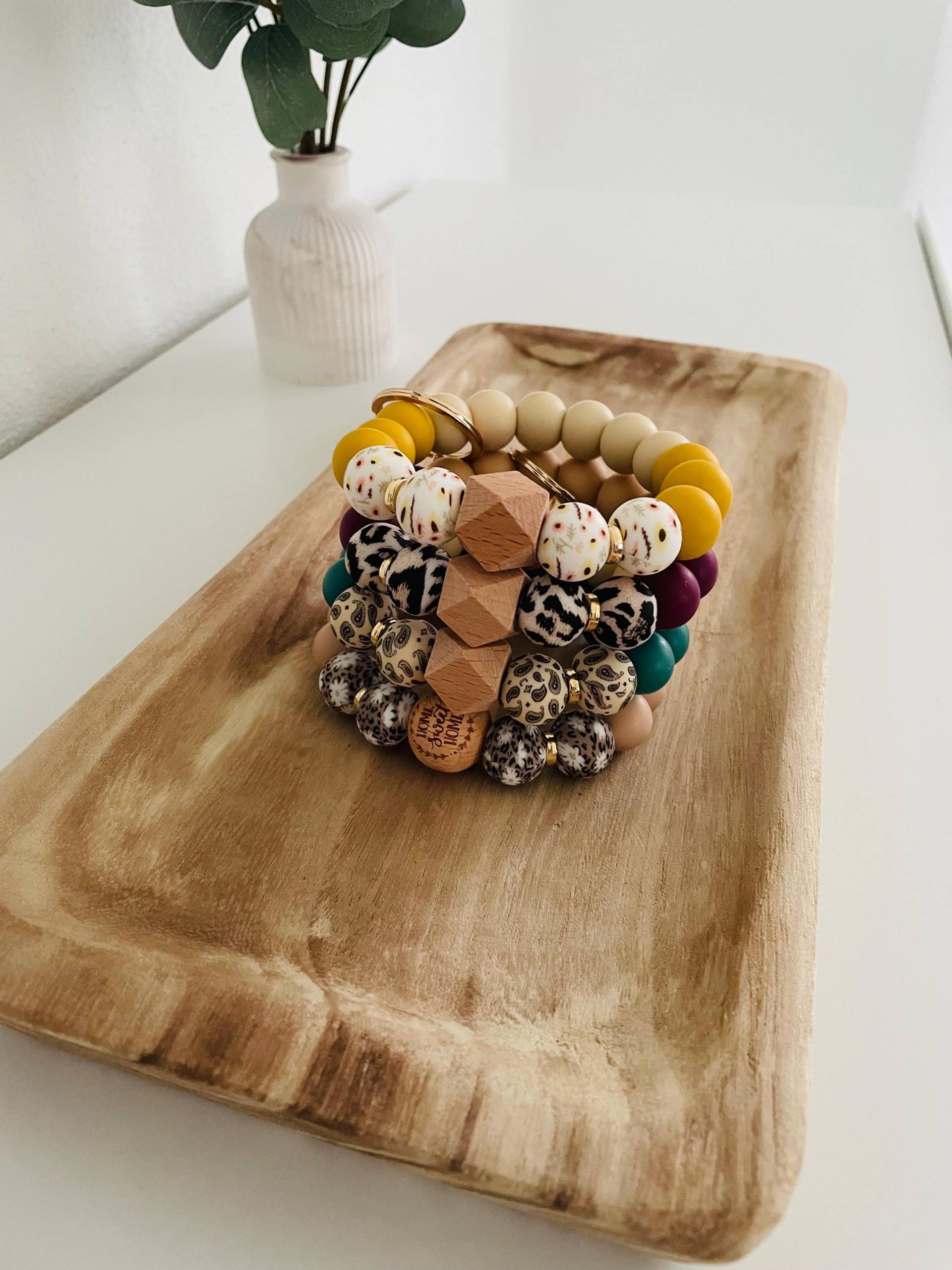 Schlüsselarmband, Schlüsselanhänger Mit Karabiner, Geschenk Für Frauen, Taschenanhänger, Kleines Bringsel von PerlenzauberbyLia