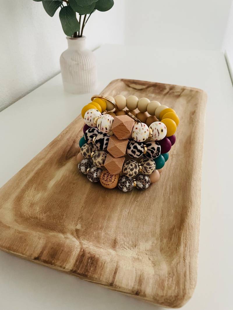 Schlüsselarmband, Schlüsselanhänger Mit Karabiner, Geschenk Für Frauen, Taschenanhänger, Kleines Bringsel von PerlenzauberbyLia