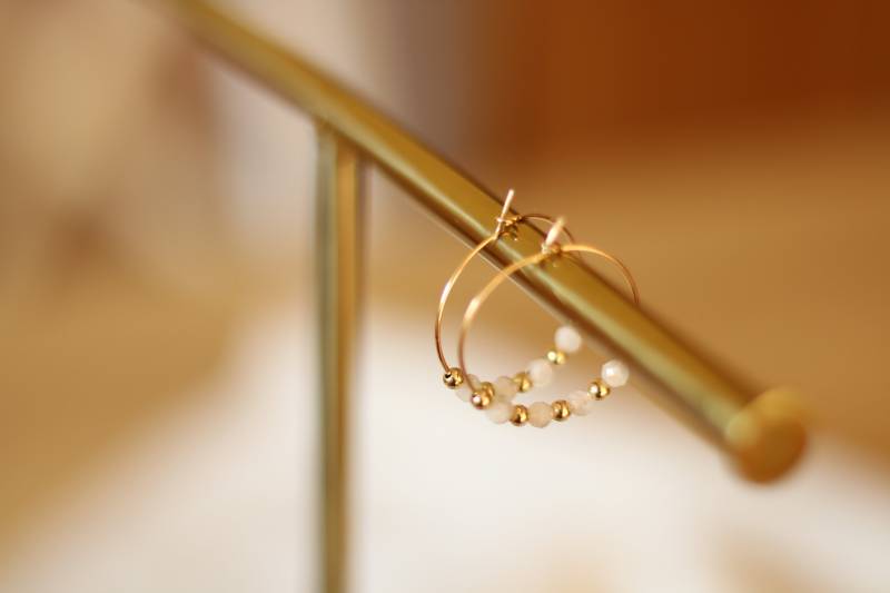 Creolen, Gefüllt Mit 14-Karätigem Gold. Natursteine, Mondstein Creolen, Gefüllt Mit 14-Karätigem Gold. Natursteine, Mondstein von PerlesPompons