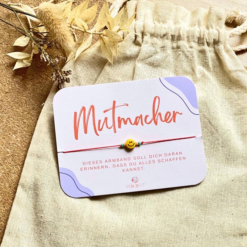 Mutmacher Armband, Smileyarmband, Glücksarmband, Geschenk Schulstart/Einschulung, Prüfung, Schultüte, Schulkind Armband Mutmacher Armband, Smileyarmband, Glücksarmband, Geschenk Schulstart/Einschulung, Prüfung, Schultüte, Schulkind Armband von Perlibert