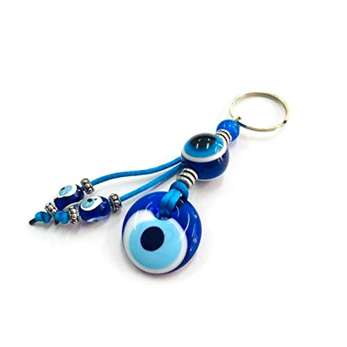 Schlüsselanhänger Nazar Boncuk Anahtarlık mit Glasperlen Handgemacht Böser Blick Glücksbringer Talisman Türkisches Blaues Auge, Evil Eyes (Model - 14) von Perlin