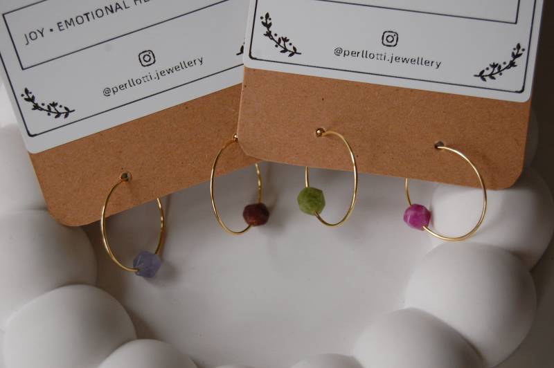 Dünne Creolen Mit Edelsteinen von Perllotti