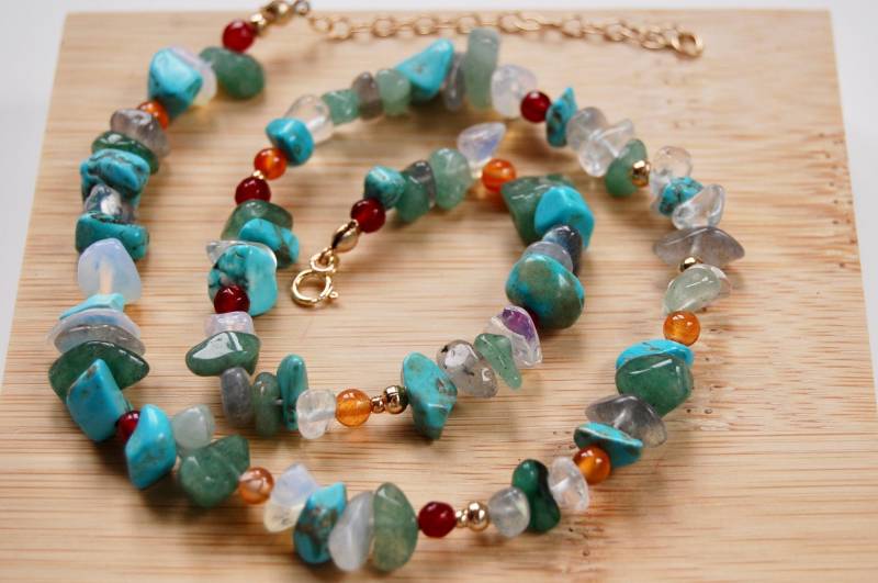 Kette Mit Bunten Edelstein Perlen | Heilsteine Sternzeichen-Kette Krebs Sternzeichen von Perllotti