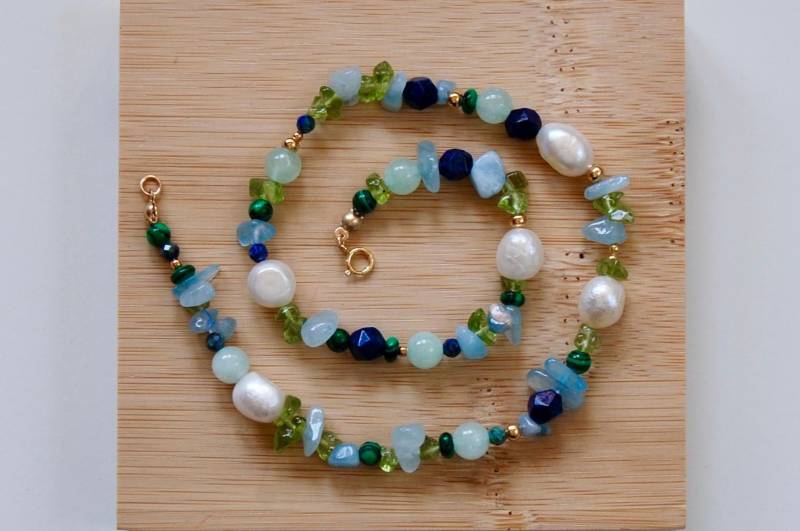 Kette Mit Bunten Edelstein Perlen | Heilsteine Waage Sternzeichen Libra von Perllotti