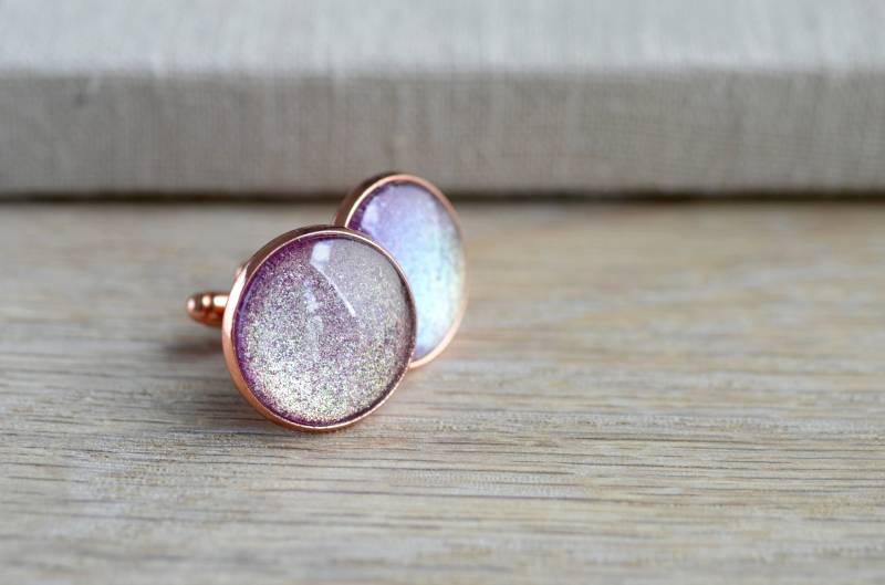 Schimmernde Manschettenknöpfe - Farbwahl Silber, Gold Oder Rosegold Mit Farblich Passendem Schmuckstein Glitzer Schimmernde Manschettenknöpfe - Farbwahl Silber, Gold Oder Rosegold Mit Farblich Passendem Schmuckstein Glitzer von Perlokraphy
