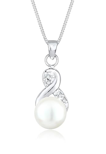 Elli Halskette Damen Infinity Perle mit Kristalle in 925 Sterling Silber von Elli
