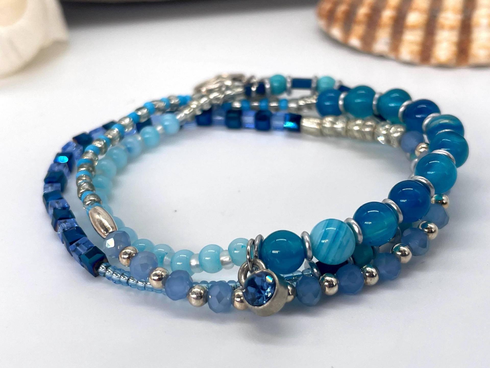 Blau-Silbernes Dreifach-Armband Jacky von PerlwerkHamburg