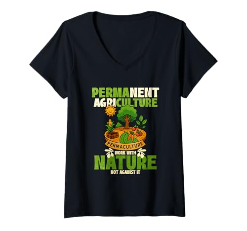 Damen Dauerhafte Landwirtschaft Arbeit mit der Natur Nicht dagegen T-Shirt mit V-Ausschnitt Damen Dauerhafte Landwirtschaft Arbeit mit der Natur Nicht dagegen T-Shirt mit V-Ausschnitt von Permaculture Gadening Organic