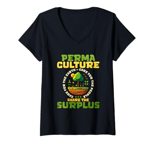 Damen Ethik der Permakultur T-Shirt mit V-Ausschnitt Damen Ethik der Permakultur T-Shirt mit V-Ausschnitt von Permaculture Gadening Organic