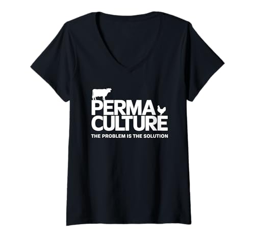 Damen Permakultur Das Problem ist die Lösung T-Shirt mit V-Ausschnitt Damen Permakultur Das Problem ist die Lösung T-Shirt mit V-Ausschnitt von Permaculture Gadening Organic