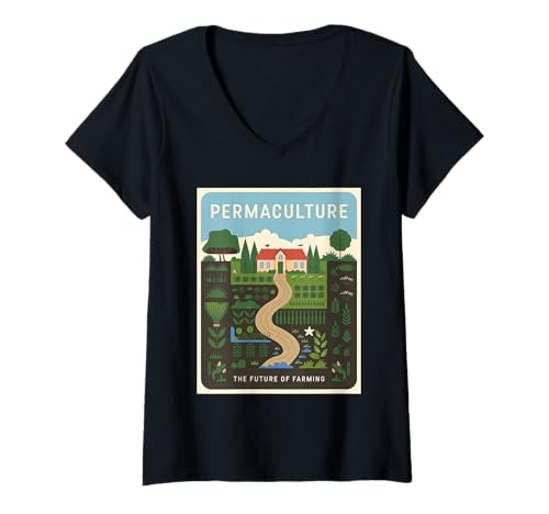Damen Permakultur Die Zukunft der Landwirtschaft T-Shirt mit V-Ausschnitt Damen Permakultur Die Zukunft der Landwirtschaft T-Shirt mit V-Ausschnitt von Permaculture Gadening Organic