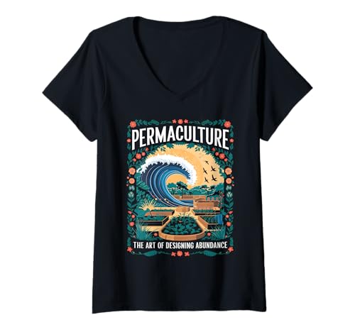 Damen Permakultur The Art of Designing Abundance T-Shirt mit V-Ausschnitt Damen Permakultur The Art of Designing Abundance T-Shirt mit V-Ausschnitt von Permaculture Gadening Organic