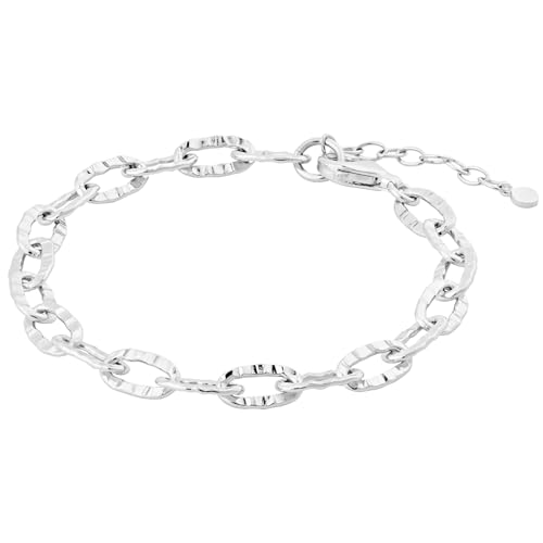Pernille Corydon Amband Damen Silber Ines Bracelet - 19 cm größenverstellbar/Gliederarmband Silber 925 große gehämmerte Kettenglieder - B724s von Pernille Corydon