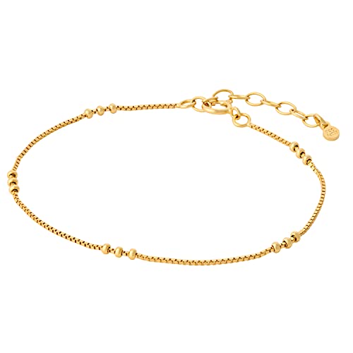 Pernille Corydon Armband Damen Gold Eva Bracelet/Armband Gold aus Venizianerkette mit Goldperlen - 16-19cm - B721g von Pernille Corydon