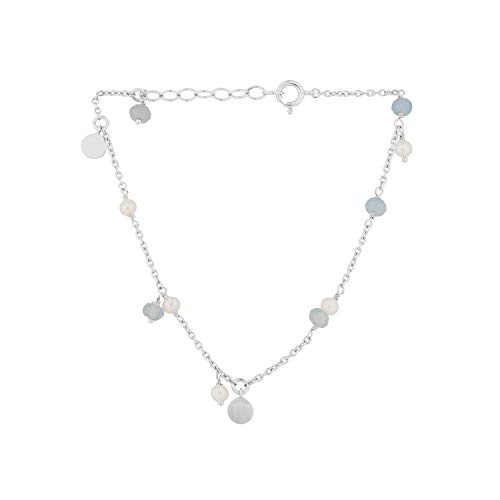 Pernille Corydon Bettelarmband Damen Silber 925 - Afterglow Sea/Shades of Summer Collection - Perlen und Achat Edelsteine - 15-18 cm - B256s von Pernille Corydon