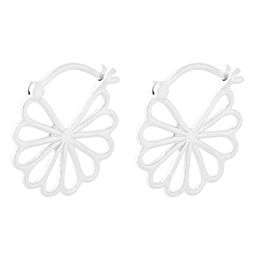 Pernille Corydon Creolen Damen Silber Small Bellis Earrings/Creol Ohrringe 925 Silber Blume klein/florales Gänseblümchen Design - 17mm - E326s von Pernille Corydon
