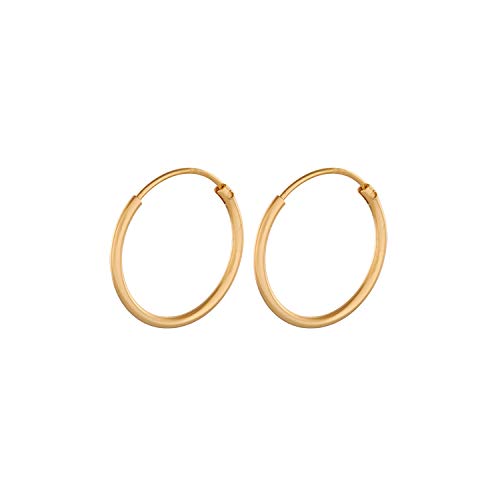 Pernille Corydon Creolen Gold - Micro Plain Ø 15 mm glänzend - Silber 925 18K vergoldet - E138g von Pernille Corydon