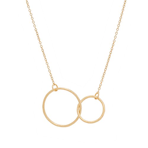 Pernille Corydon Damen Halskette Gold mit 2 Ringen ineinander verschlungen Matte Oberfläche aus 925 Silber vergoldet N224g von Pernille Corydon