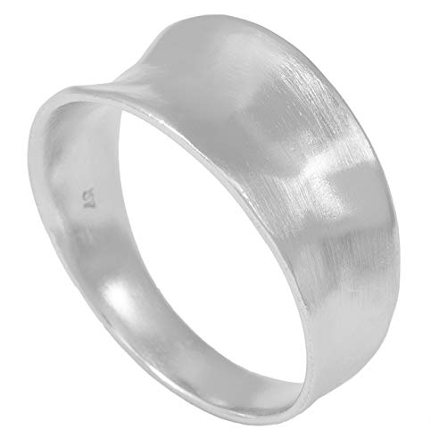 Pernille Corydon Damen Ring Silber Saga gehämmerte Oberfläche breiter Damenring mit Vertiefung Matt 925 Silber - Größe 52 - R411s-52 von Pernille Corydon