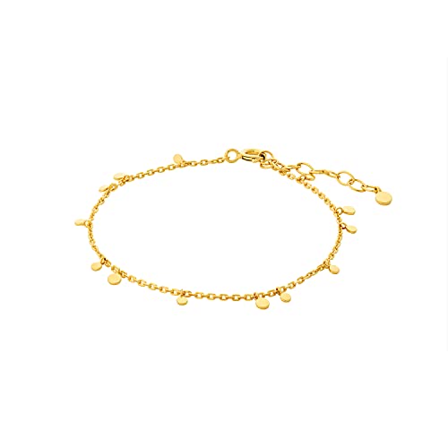 Pernille Corydon Glow Bracelet Gold - Gliederarmband Damen kleine runde Plättchenanhänger 925er Sterling-Silber Vergoldet - größenverstellbar 15-18cm - B018g von Pernille Corydon