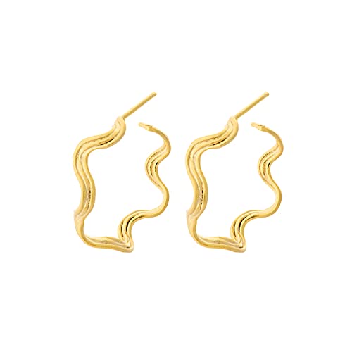 Pernille Corydon Hellir Hoops Gold - große geschwungene Creolen Ohrringe Damen aus 925er Sterling-Silber Vergoldet - 26 mm - E463g von Pernille Corydon