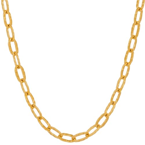 Pernille Corydon Kette Damen Gold Ines Necklace - 48 cm/Gliederkette Silber 925 18k Vergoldet große gehämmerte Kettenglieder - N724g von Pernille Corydon