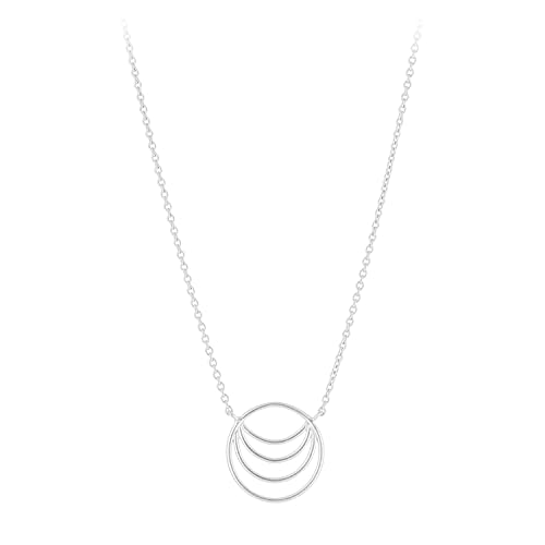 Pernille Corydon Kette Silber Damen - Silhouette Halskette mit Anhänger und mehreren Ringen - 925 Sterling-Silber - 40-46 cm größenverstellbar; Anhänger: 16 mm - N-665 von Pernille Corydon