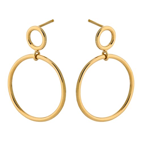 Pernille Corydon Ohrstecker Damen Gold Globe Earrings - 3 cm/Ohrringe Silber 925 18k Vergoldet 2 runde Ringe Kreise - E403g von Pernille Corydon